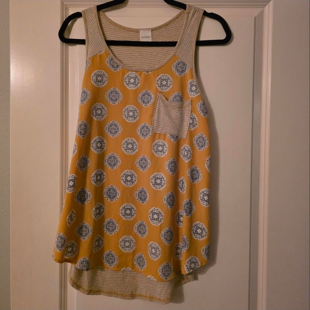 Yellow and Grey Tank Top with Pocket - Kaleigh size small